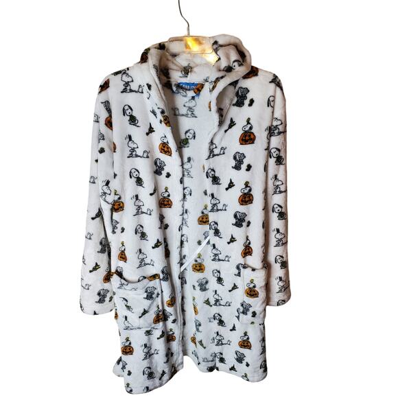 Peanuts Soft Plush Fleece Hooded Bath Robe, NWOT, Small/Medium - Picture 1 of 6